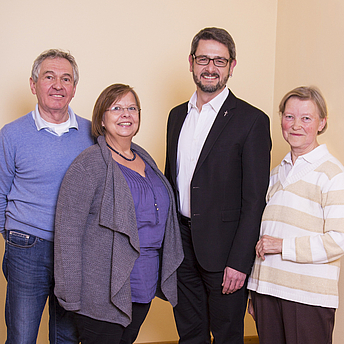 from the left: Konrad Wünsch, Cornelia Kraus, Parish Priest Simon Rapp, Katharina Gruber